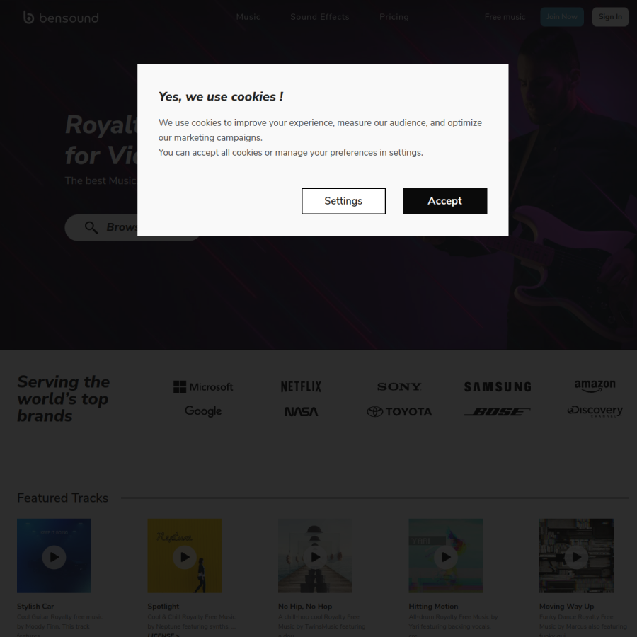 bensound.com homepage screenshot