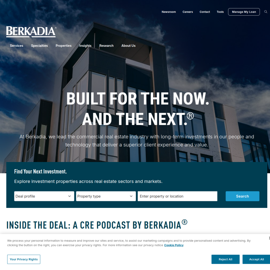 berkadia.com homepage screenshot