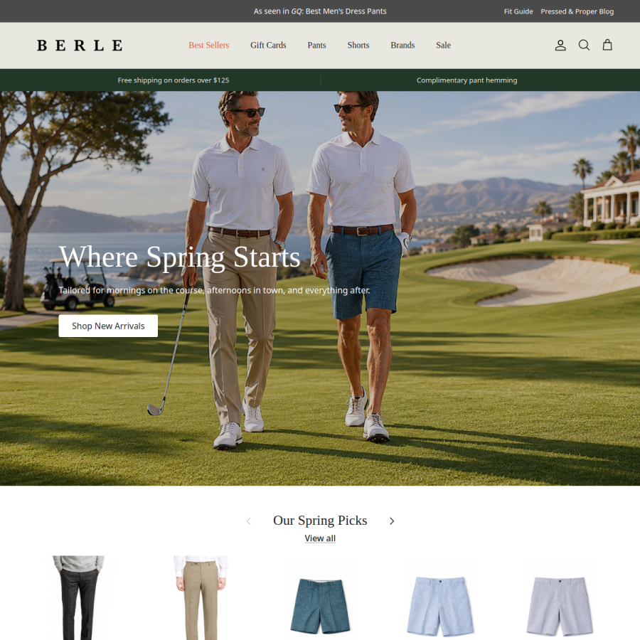 berle.com homepage screenshot