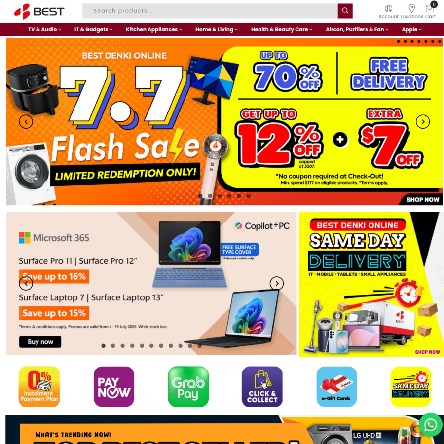 bestdenki.com.sg homepage screenshot