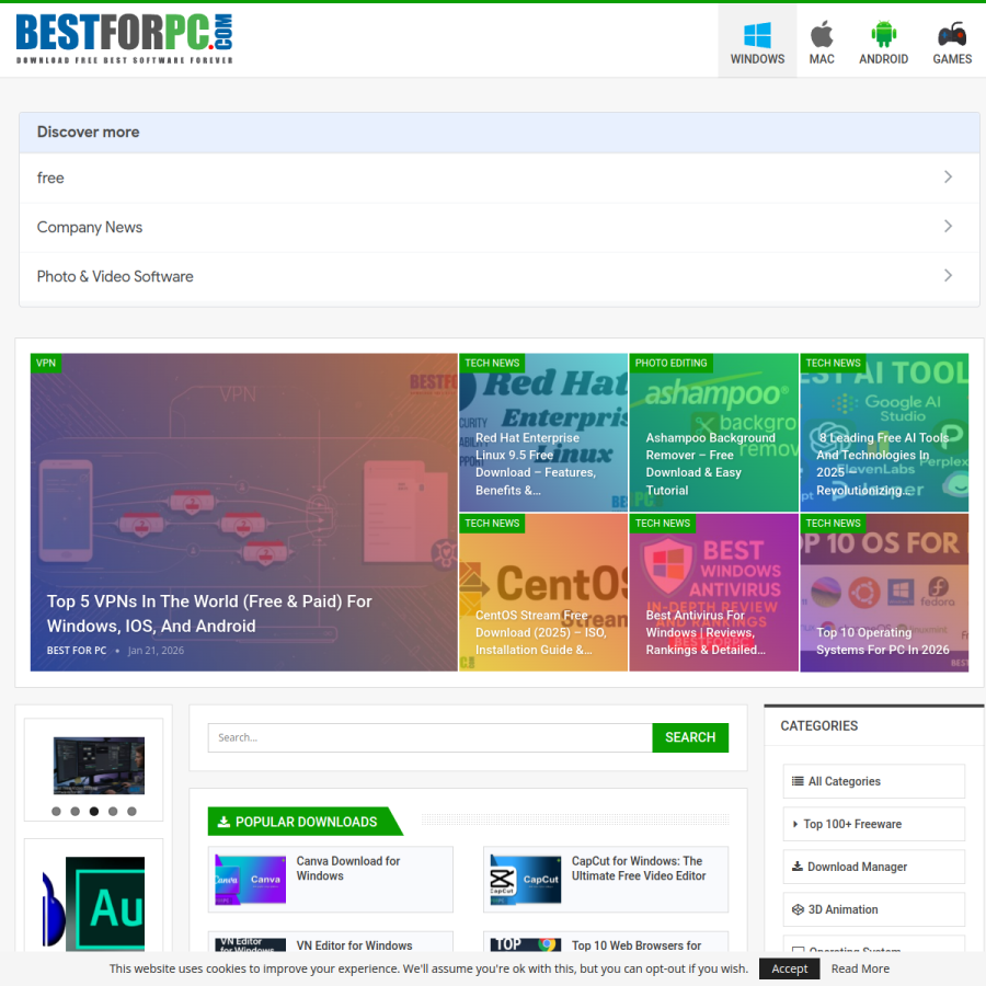 bestforpc.com homepage screenshot