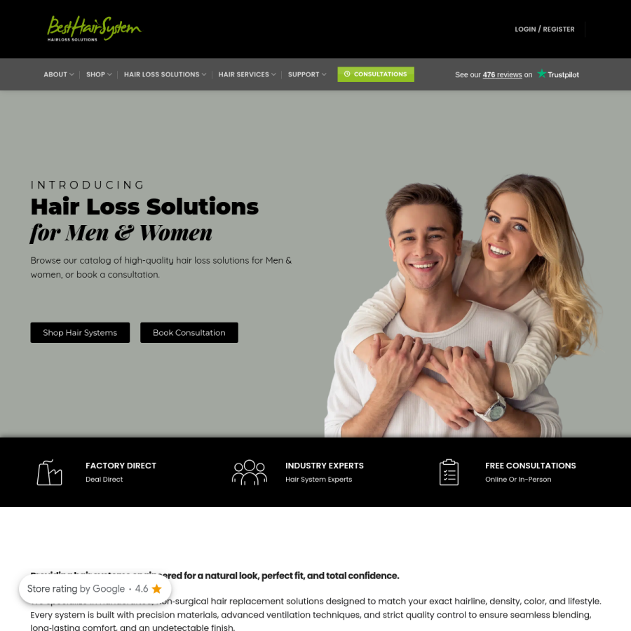 besthairsystem.com homepage screenshot