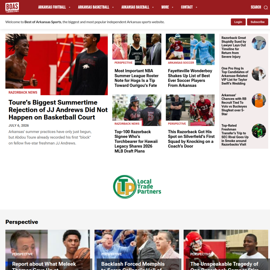bestofarkansassports.com homepage screenshot