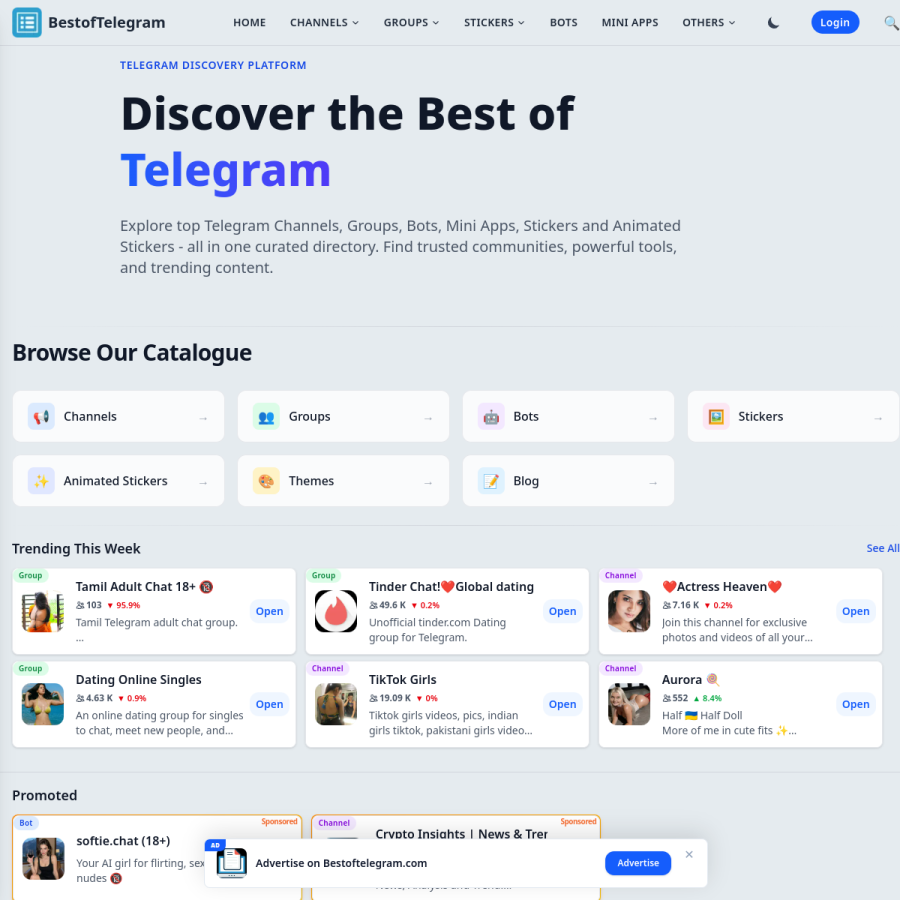 bestoftelegram.com homepage screenshot