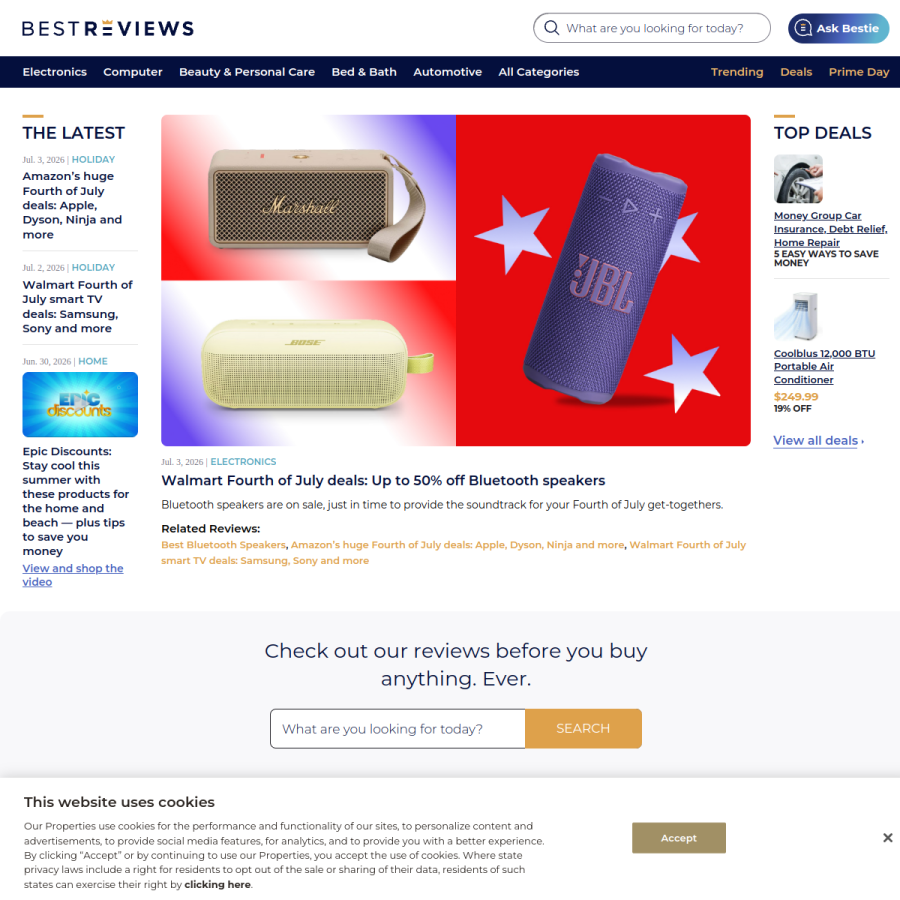 bestreviews.com homepage screenshot