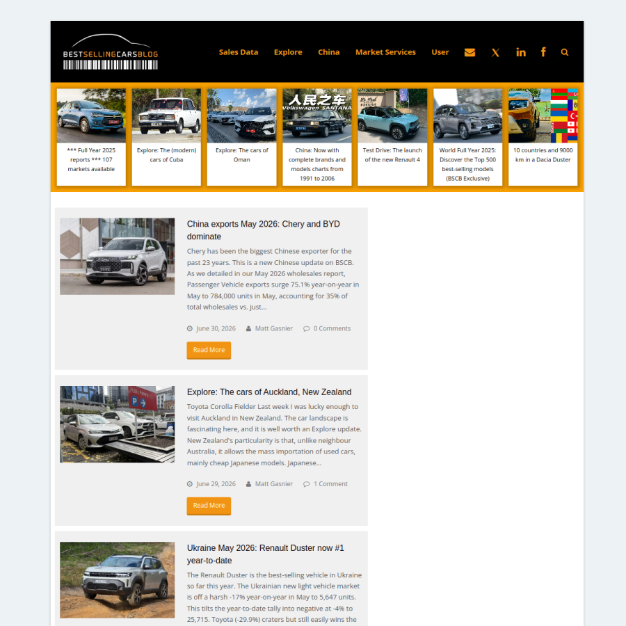 bestsellingcarsblog.com homepage screenshot