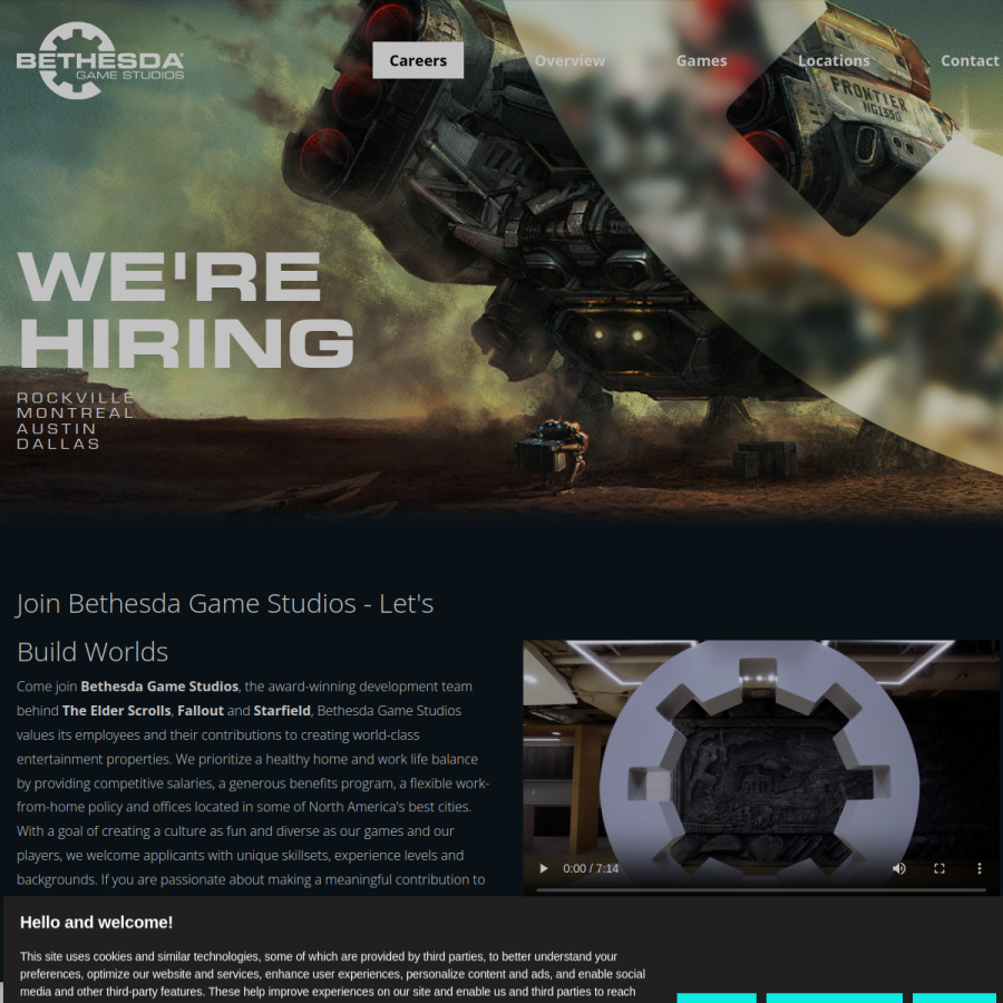 bethesdagamestudios.com homepage screenshot