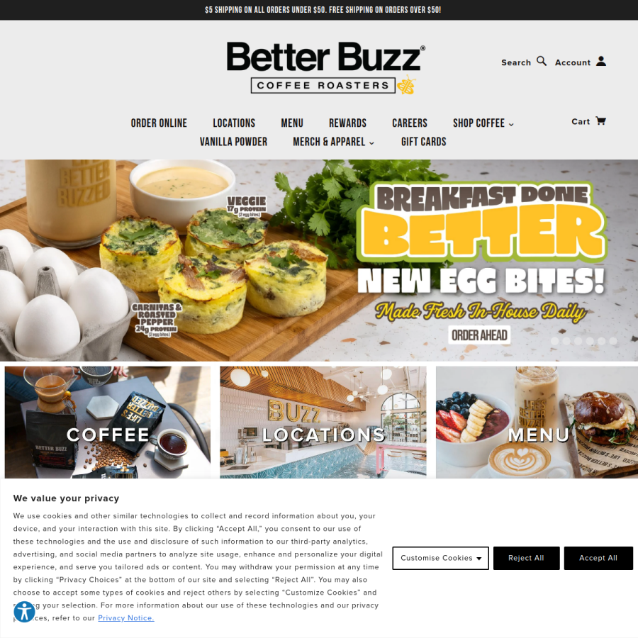 betterbuzzcoffee.com homepage screenshot
