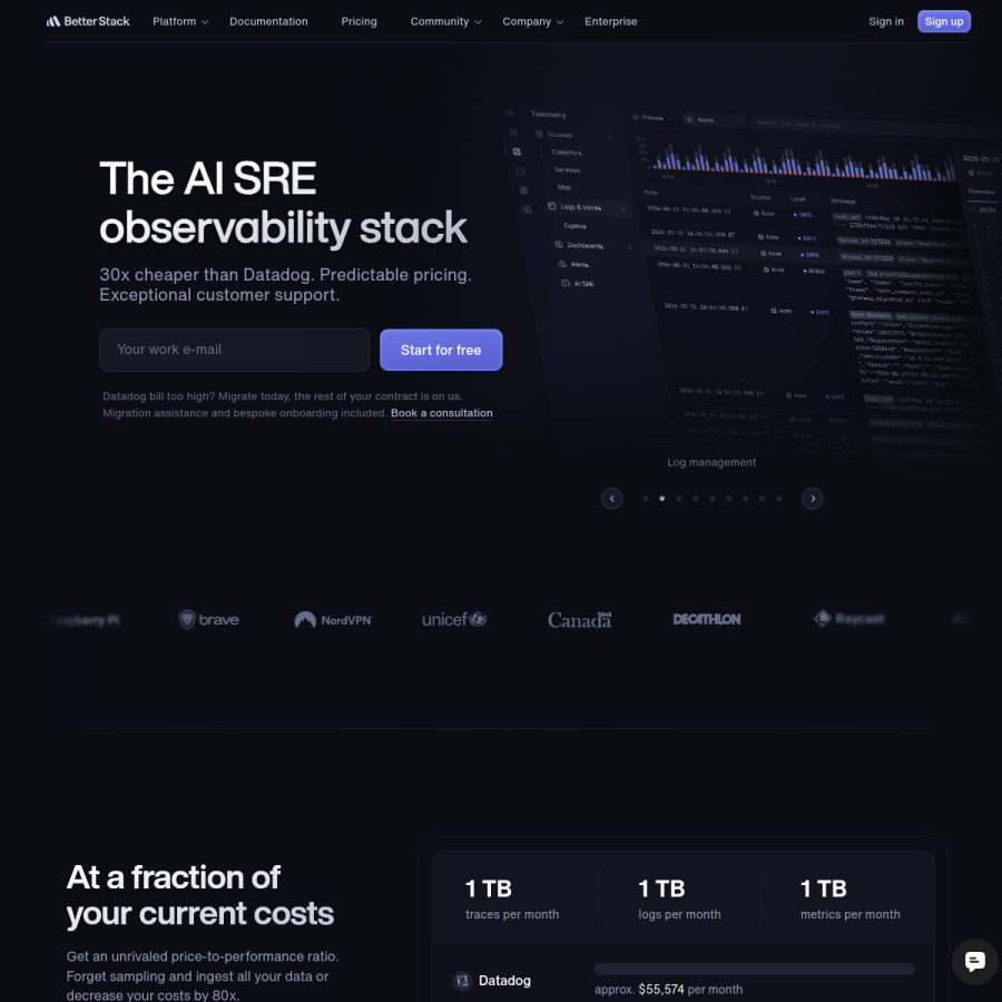 betterstack.com homepage screenshot