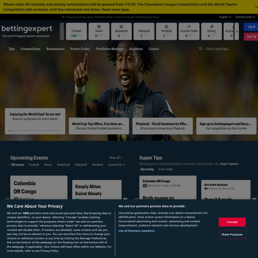 bettingexpert.com homepage screenshot
