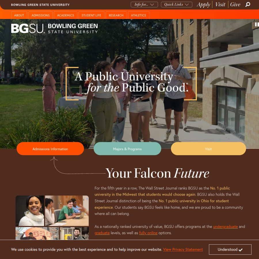bgsu.edu homepage screenshot