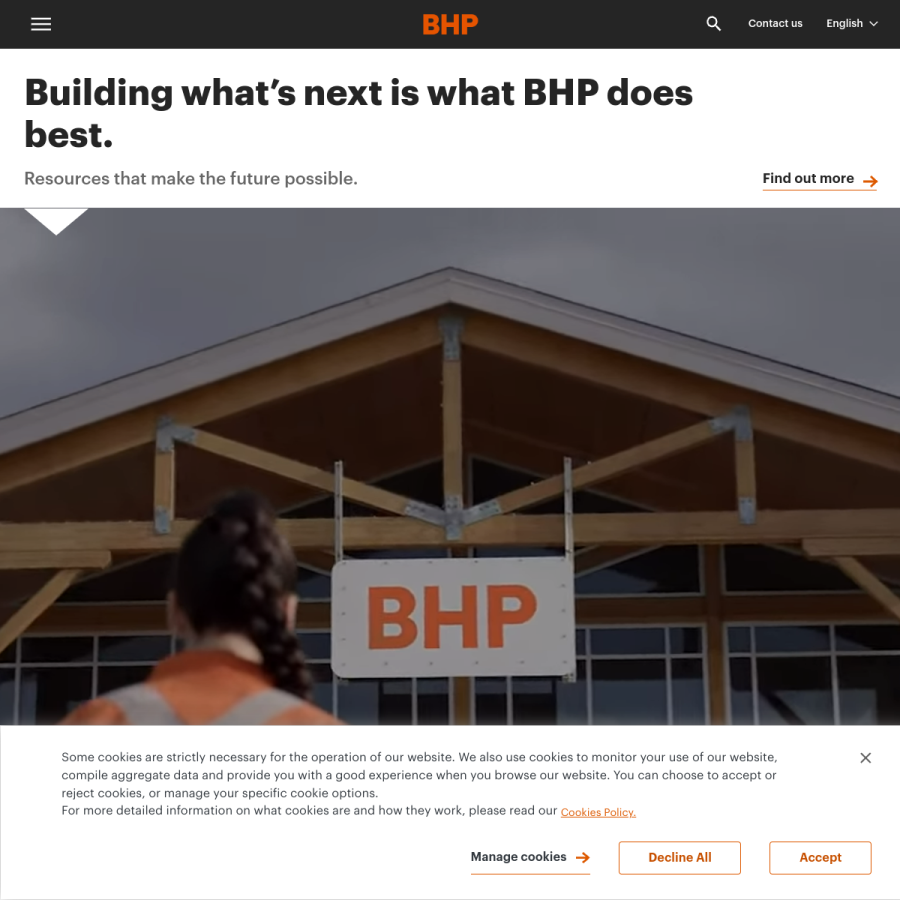 bhp.com homepage screenshot