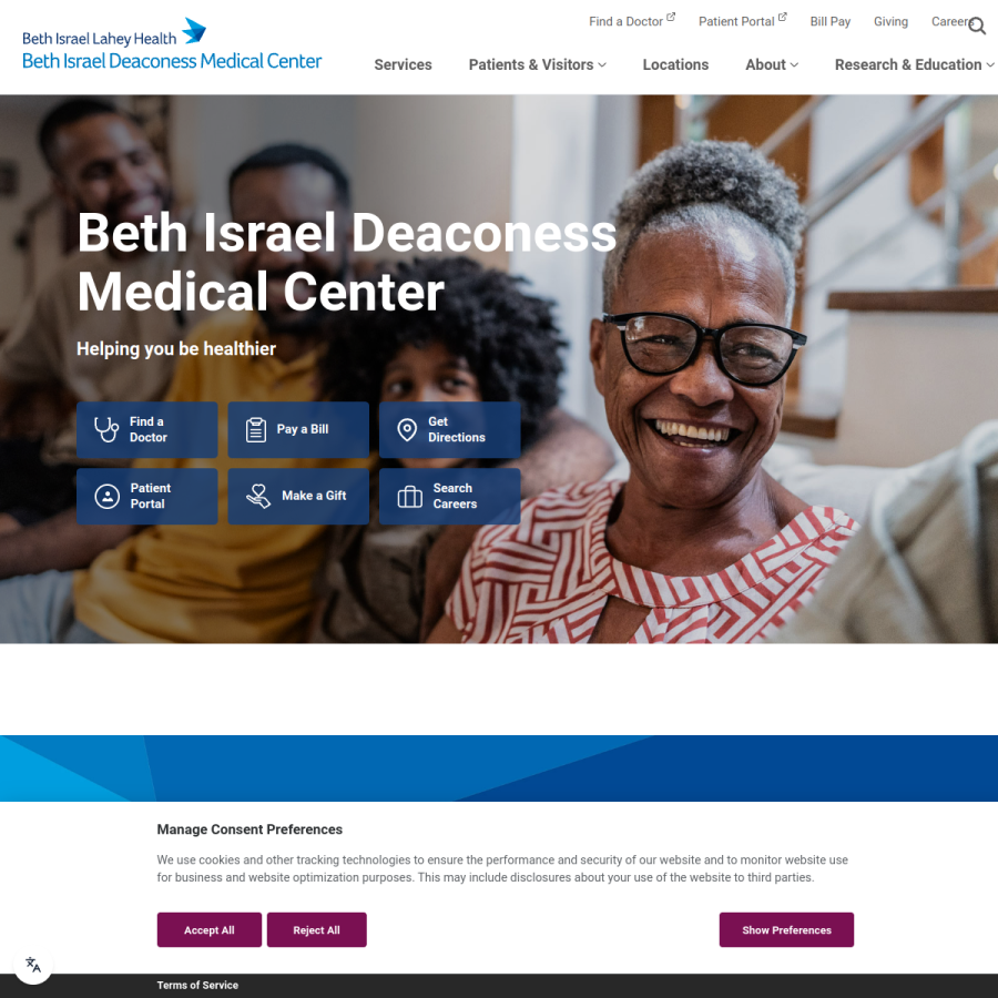 bidmc.org homepage screenshot