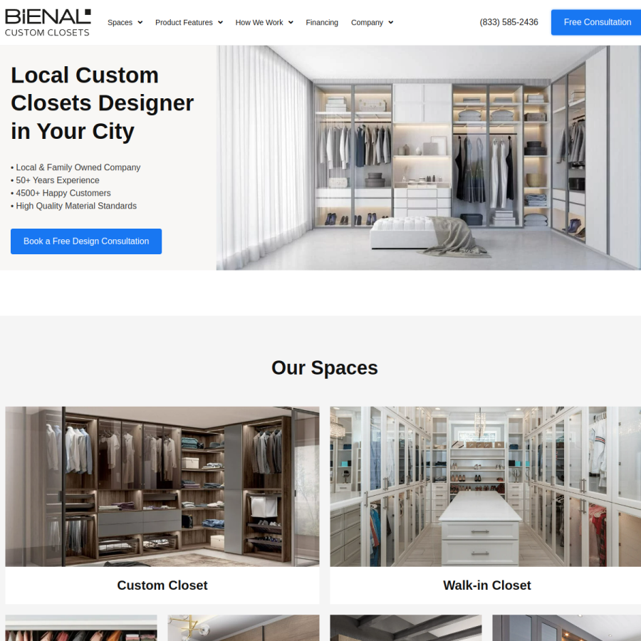 bienalclosets.com homepage screenshot
