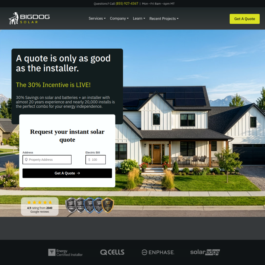 bigdogsolar.com homepage screenshot
