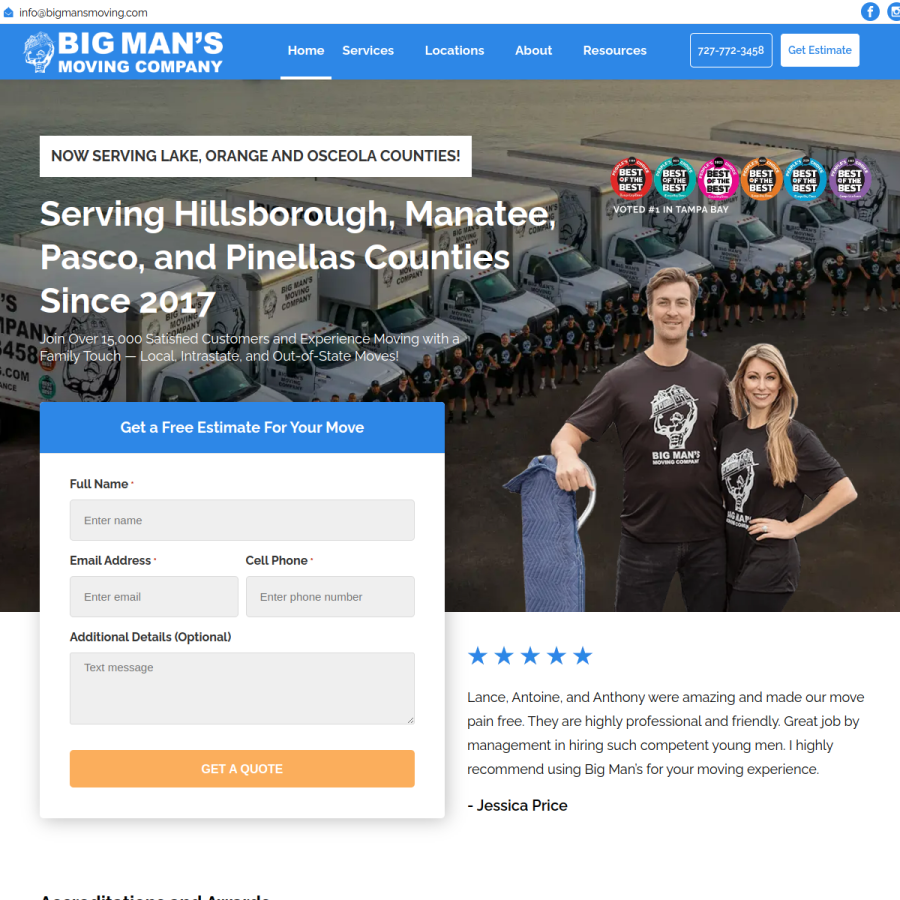 bigmansmoving.com homepage screenshot