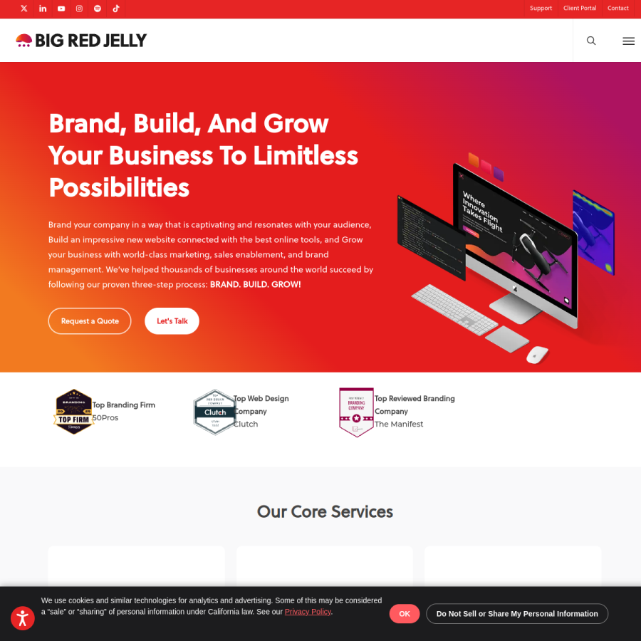 bigredjelly.com homepage screenshot