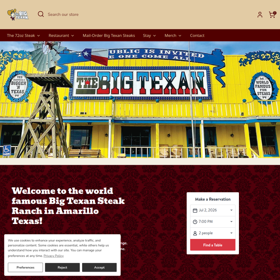 bigtexan.com homepage screenshot