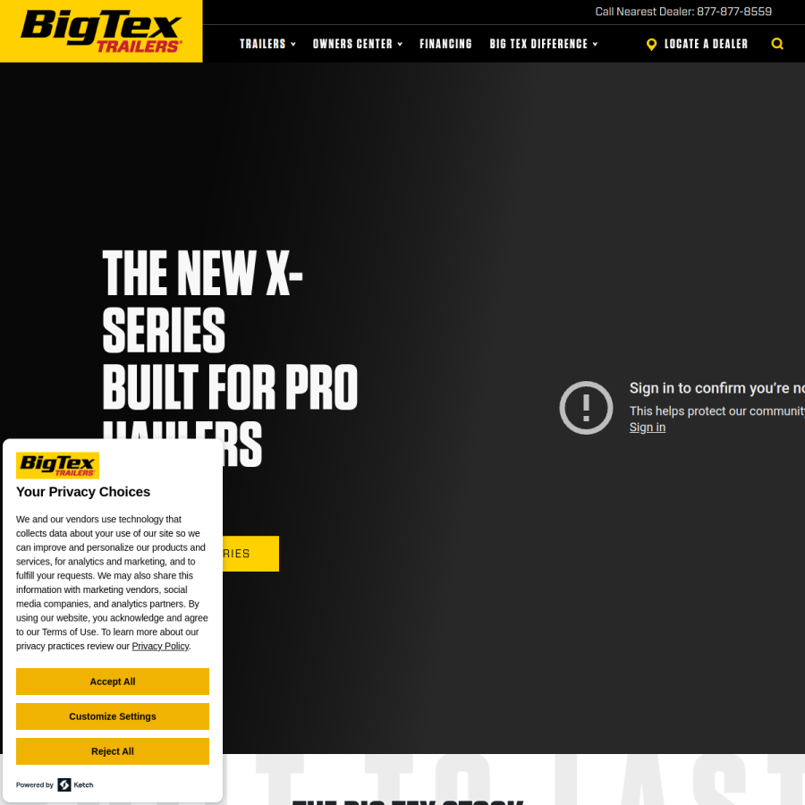 bigtextrailers.com homepage screenshot