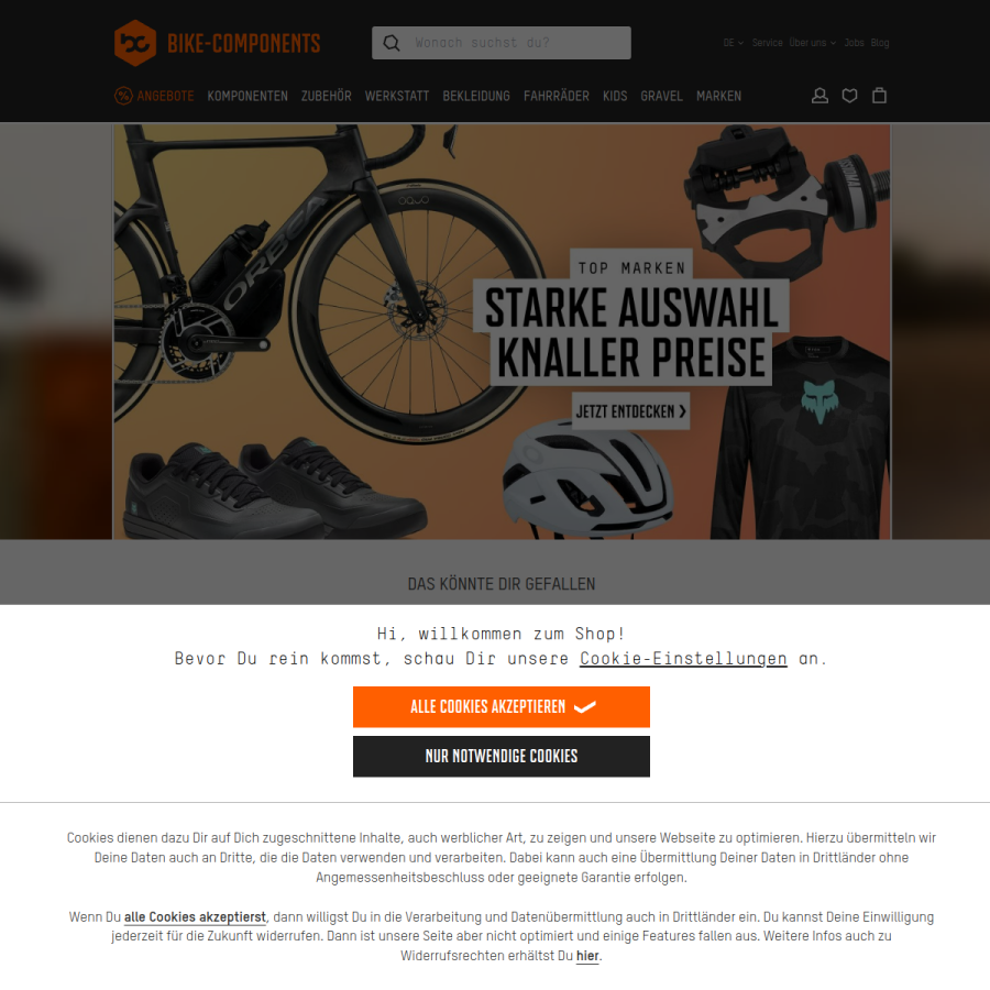 bike-components.de homepage screenshot