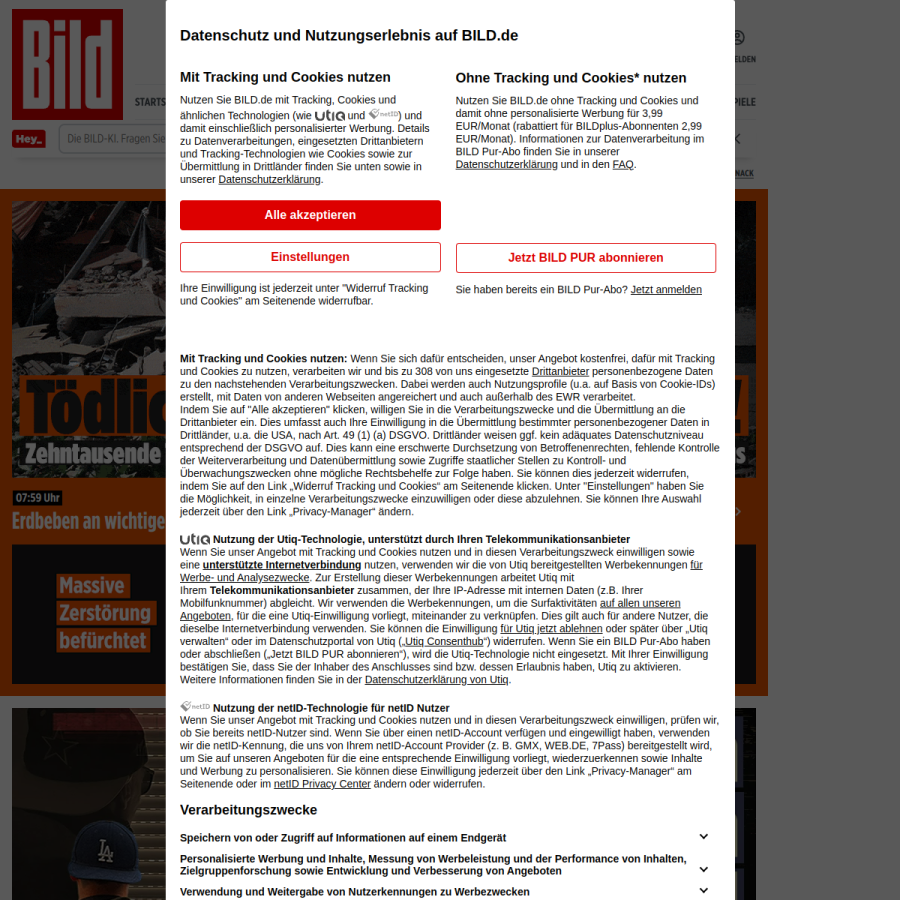 bild.de homepage screenshot