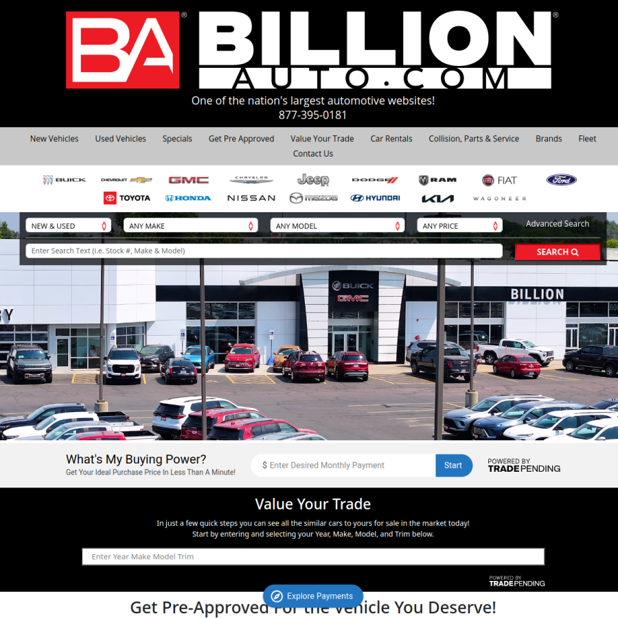 billionauto.com homepage screenshot