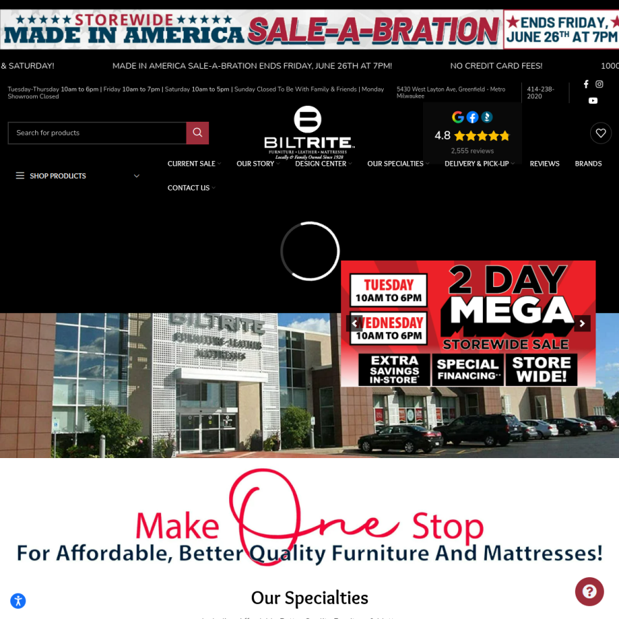 biltritefurniture.com homepage screenshot