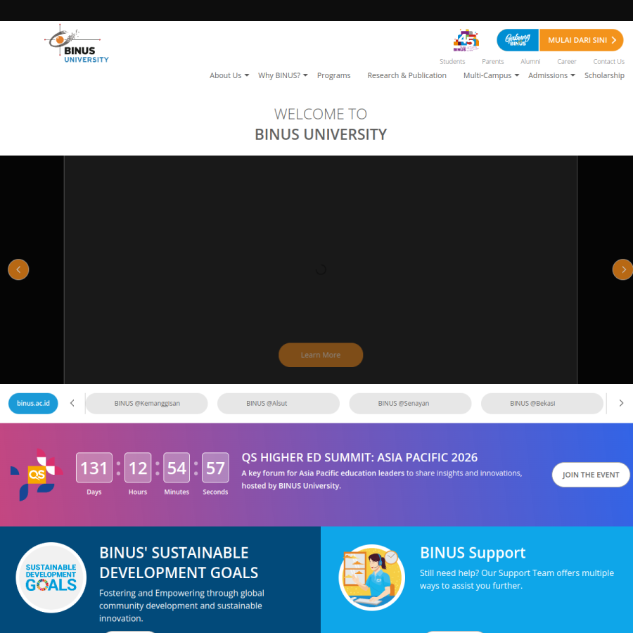 binus.ac.id homepage screenshot