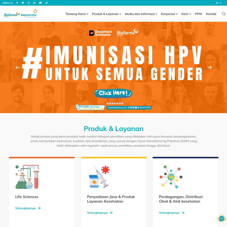 biofarma.co.id homepage screenshot