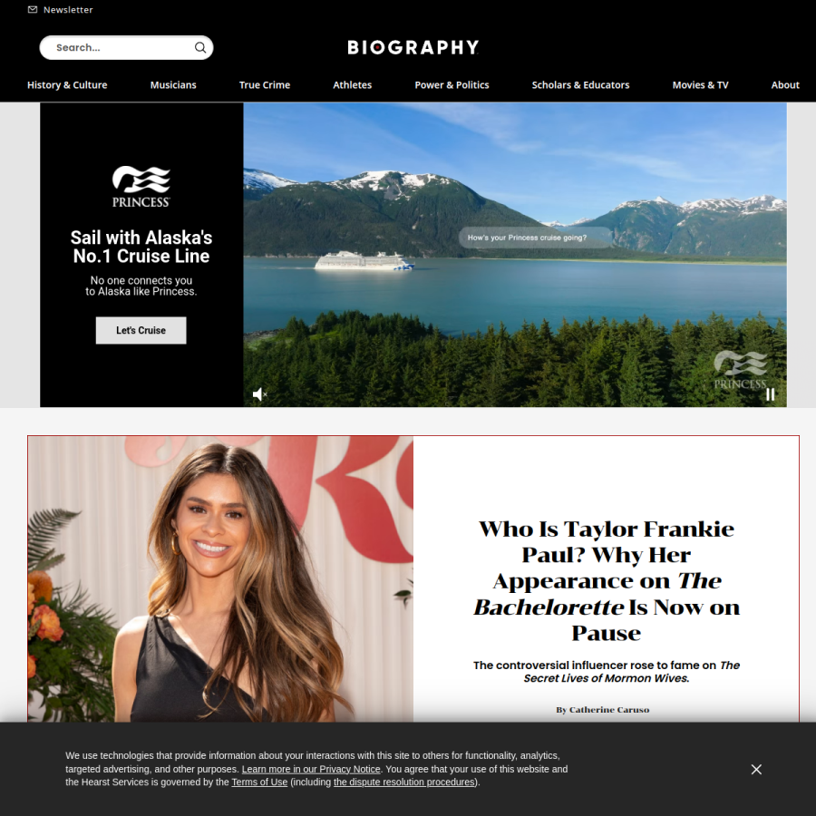 biography.com homepage screenshot