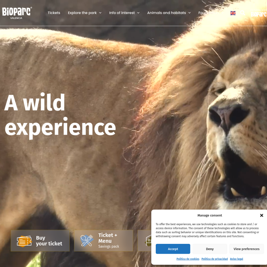bioparcvalencia.es homepage screenshot