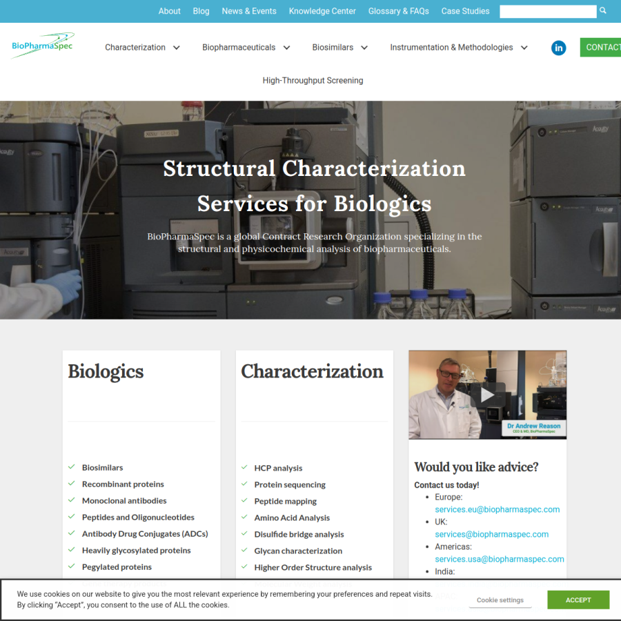 biopharmaspec.com homepage screenshot