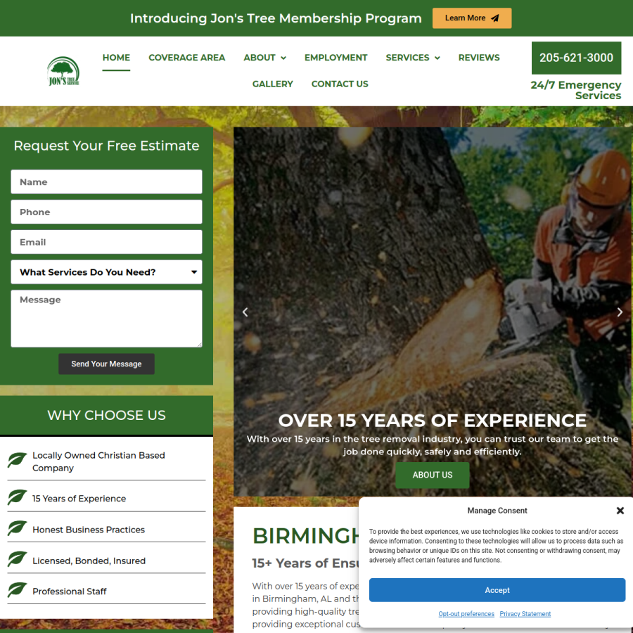 birminghamtreeguy.com homepage screenshot