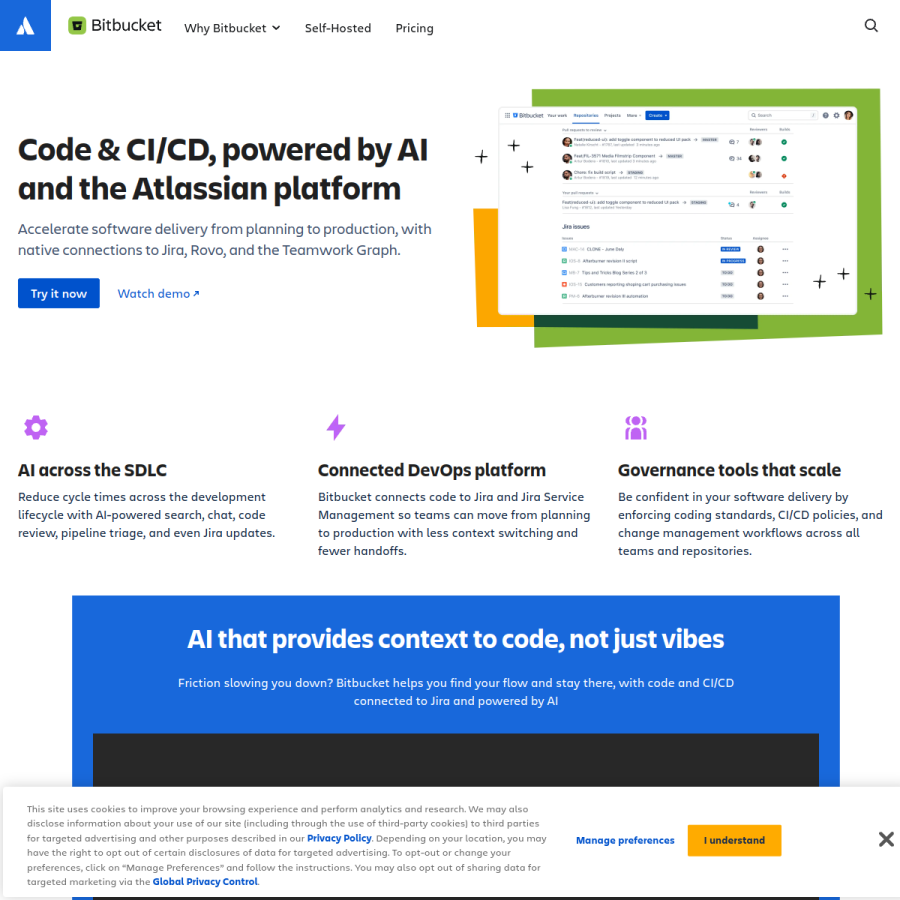 bitbucket.org homepage screenshot