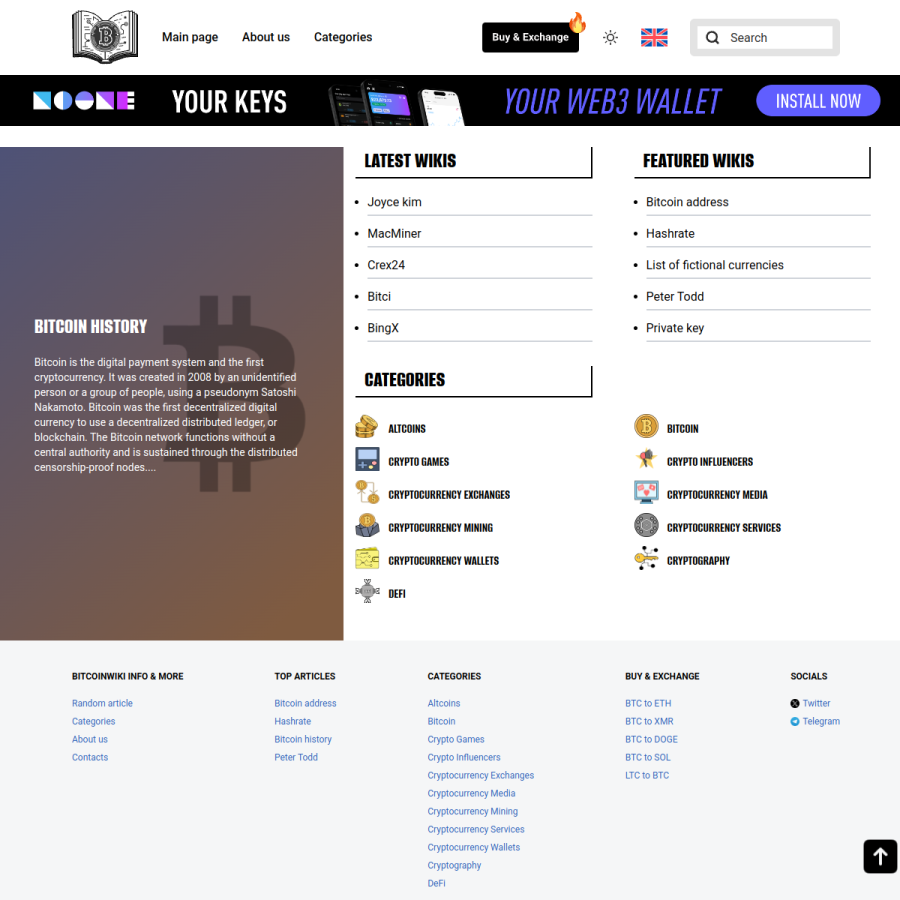 bitcoinwiki.org homepage screenshot