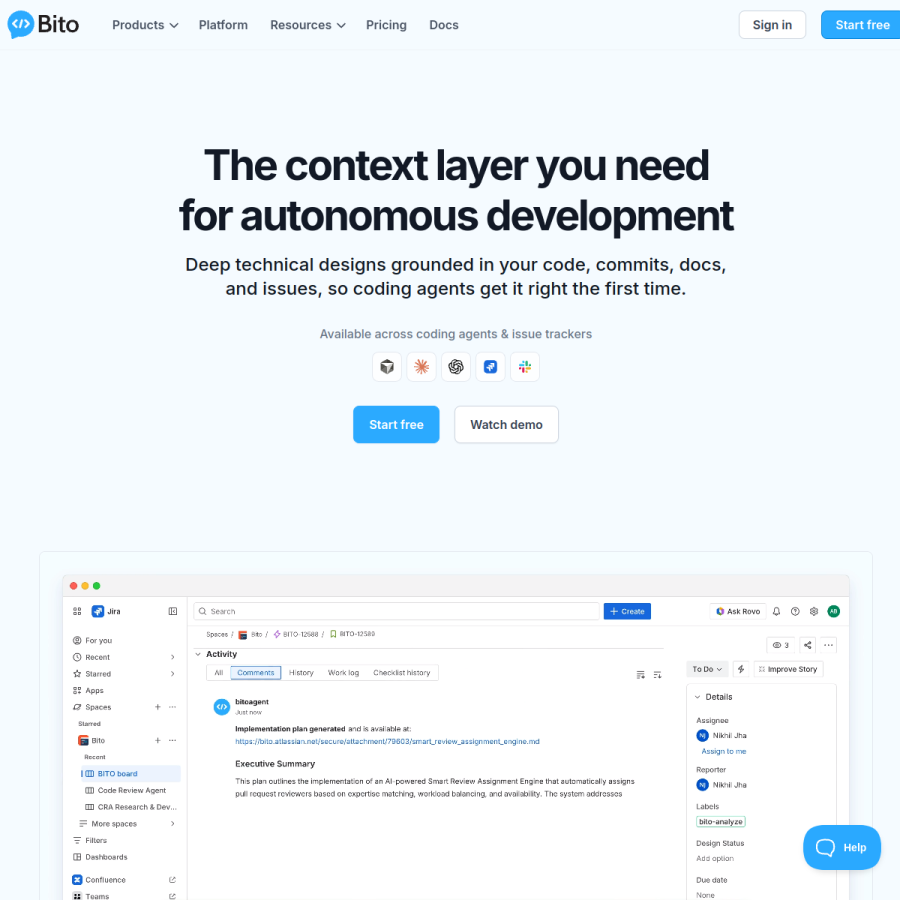 bito.ai homepage screenshot