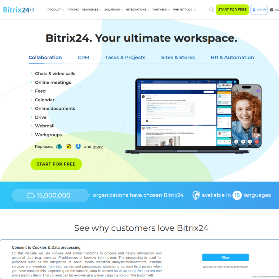bitrix24.com homepage screenshot