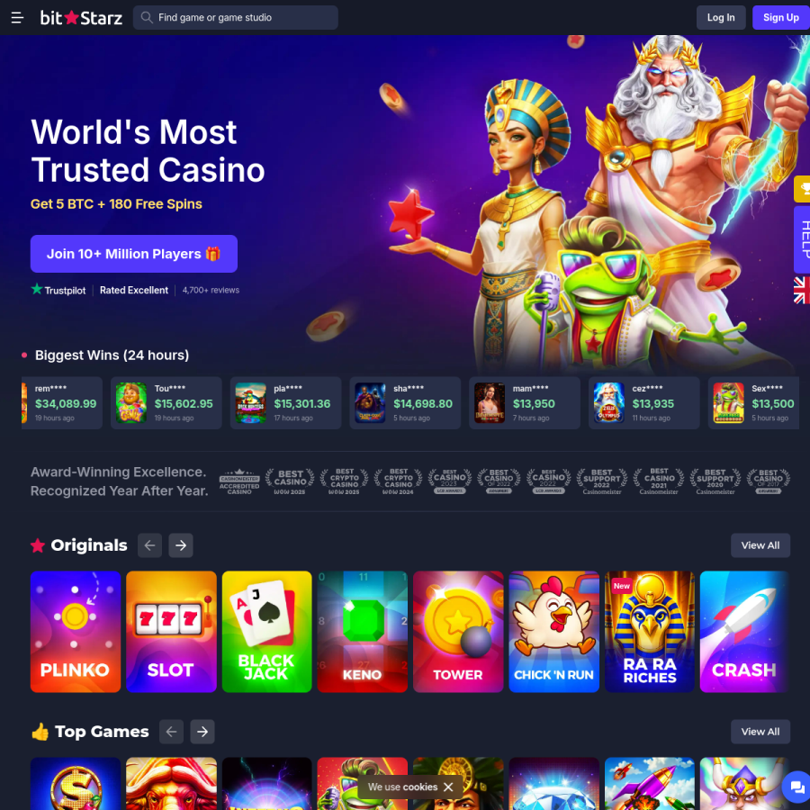 bitstarz.com homepage screenshot