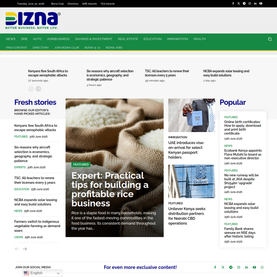 biznakenya.com homepage screenshot
