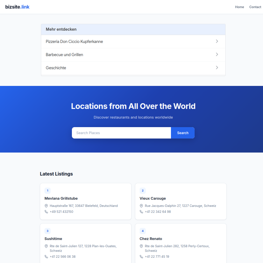 bizsite.link homepage screenshot