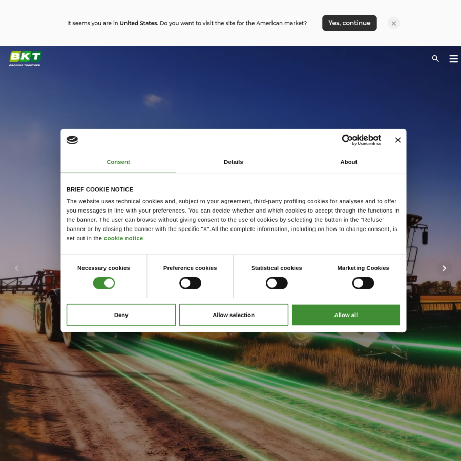 bkt-tires.com homepage screenshot