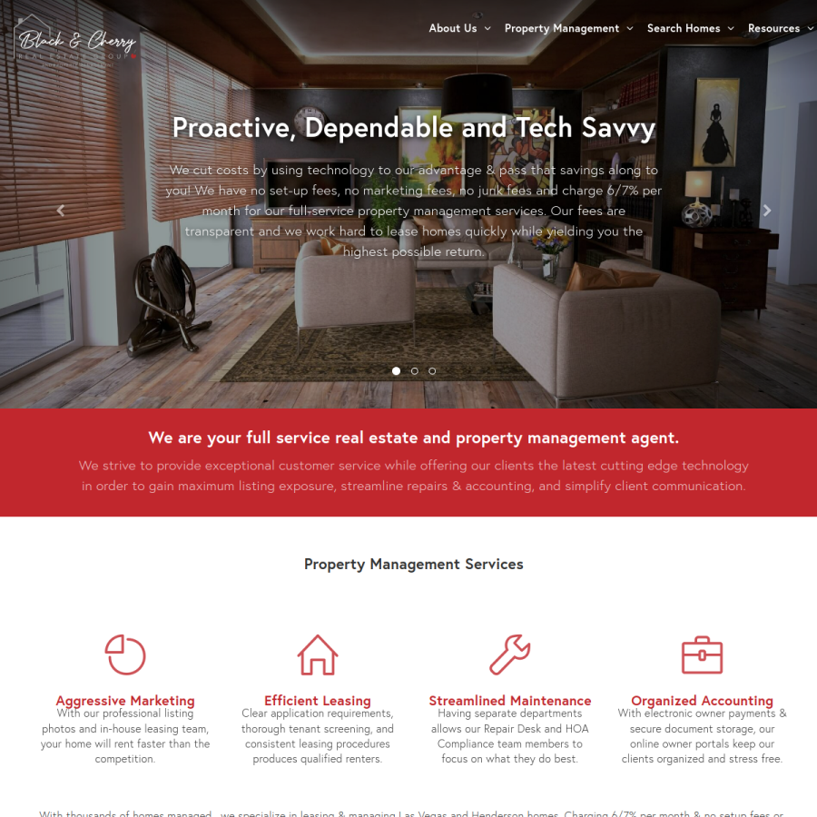blackandcherryrealestate.com homepage screenshot