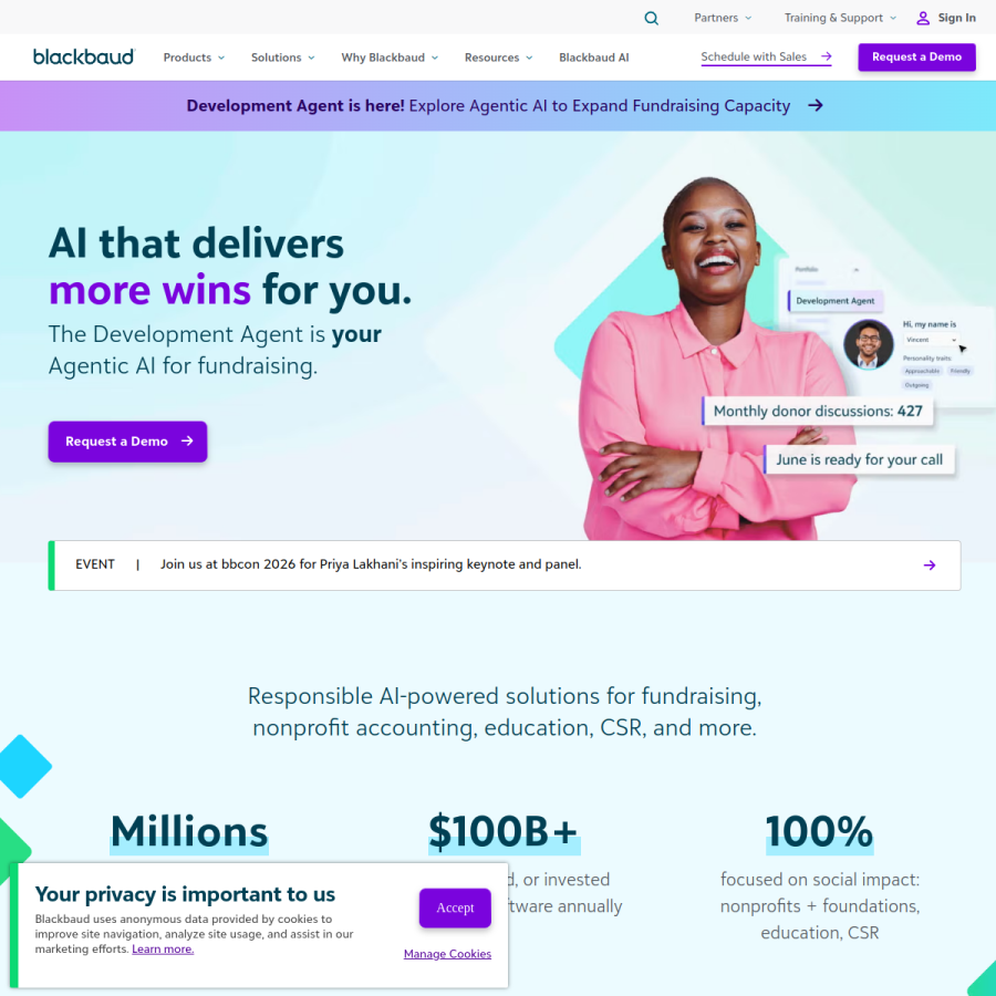 blackbaud.com homepage screenshot