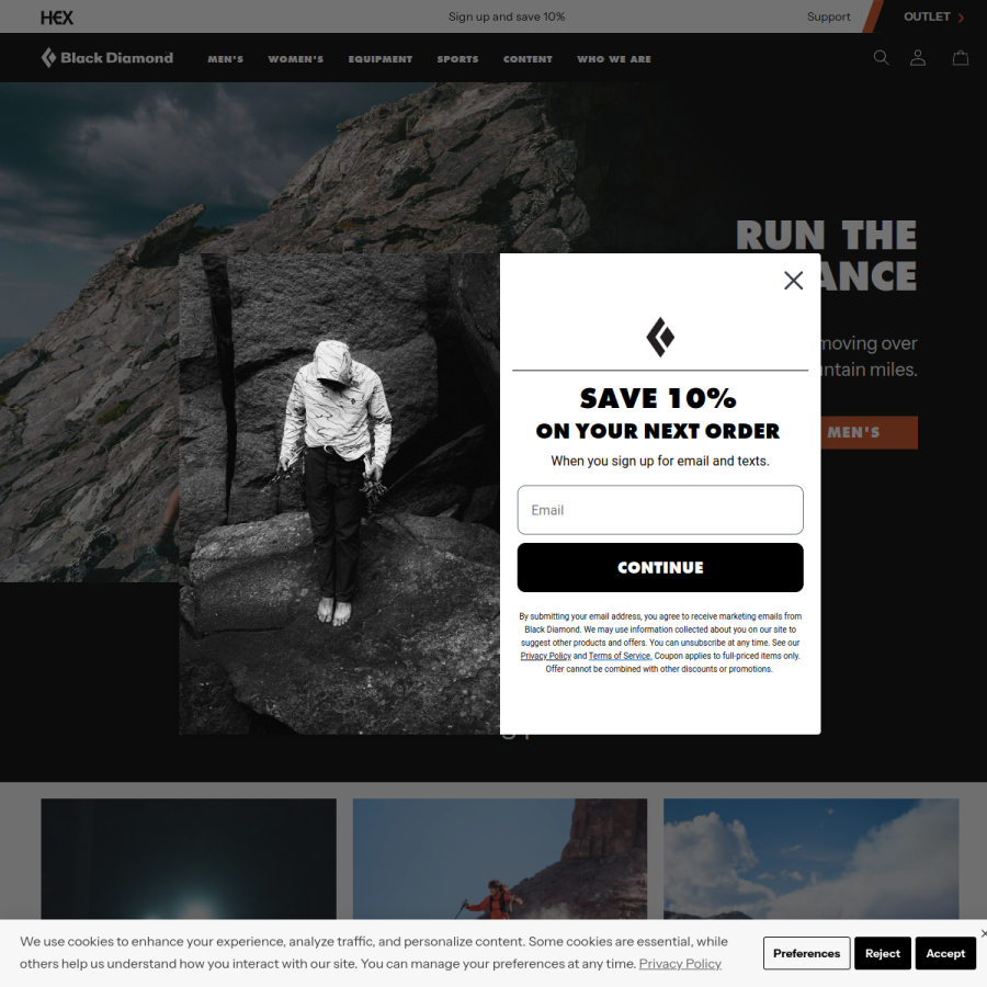 blackdiamondequipment.com homepage screenshot