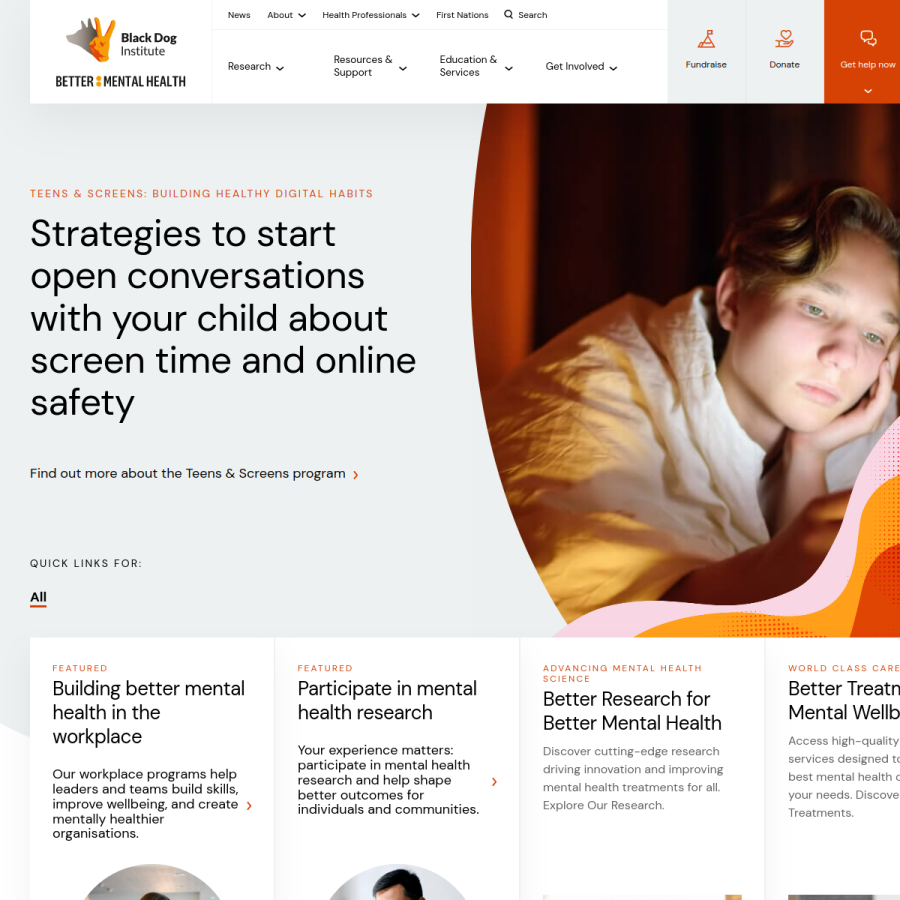 blackdoginstitute.org.au homepage screenshot