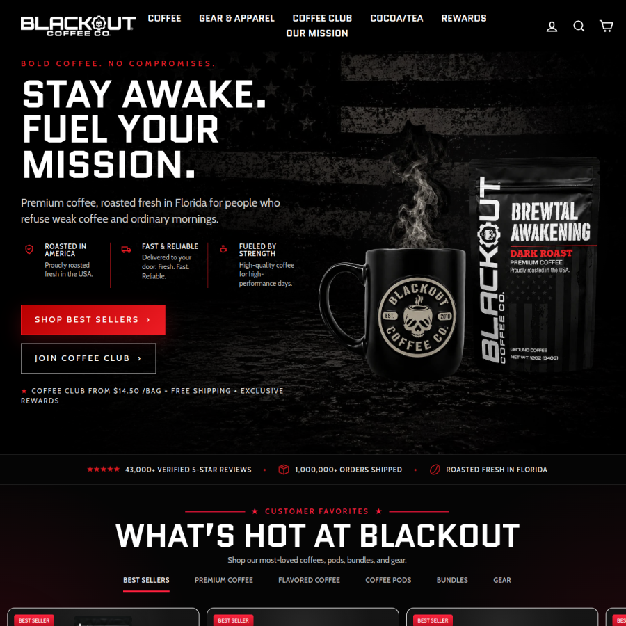 blackoutcoffee.com homepage screenshot