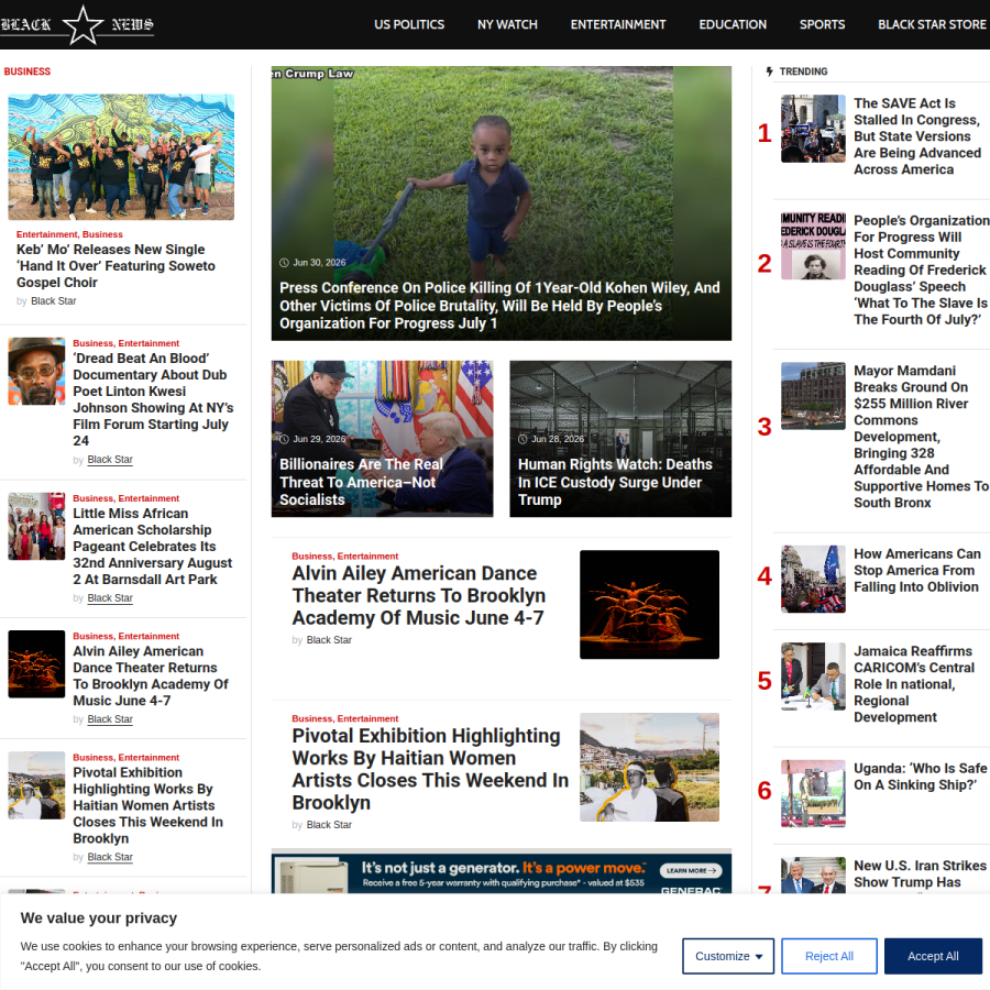 blackstarnews.com homepage screenshot