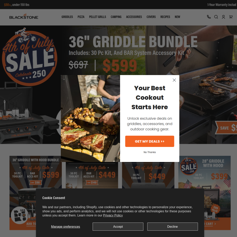blackstoneproducts.com homepage screenshot