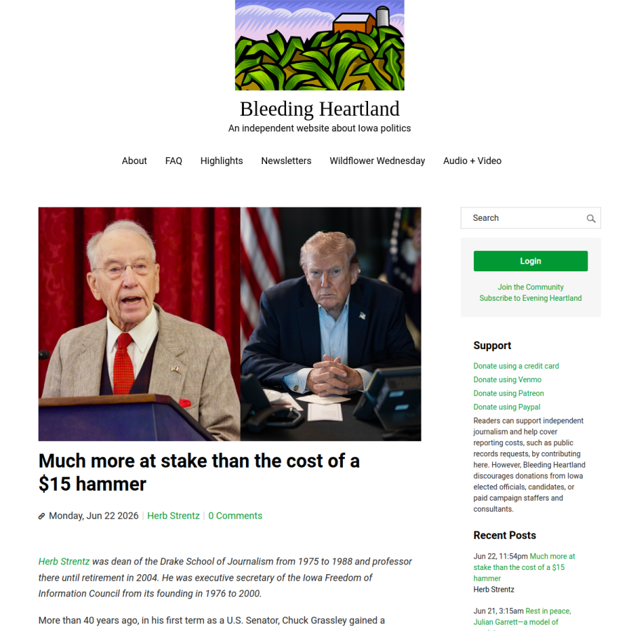 bleedingheartland.com homepage screenshot