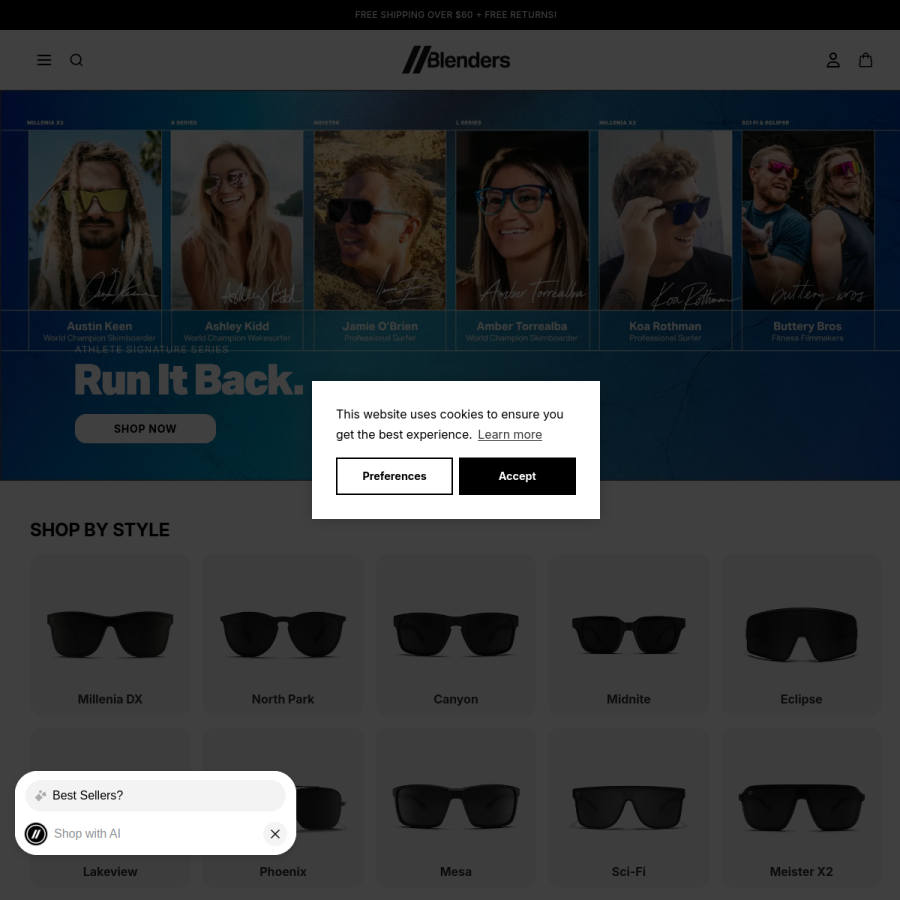 blenderseyewear.com homepage screenshot